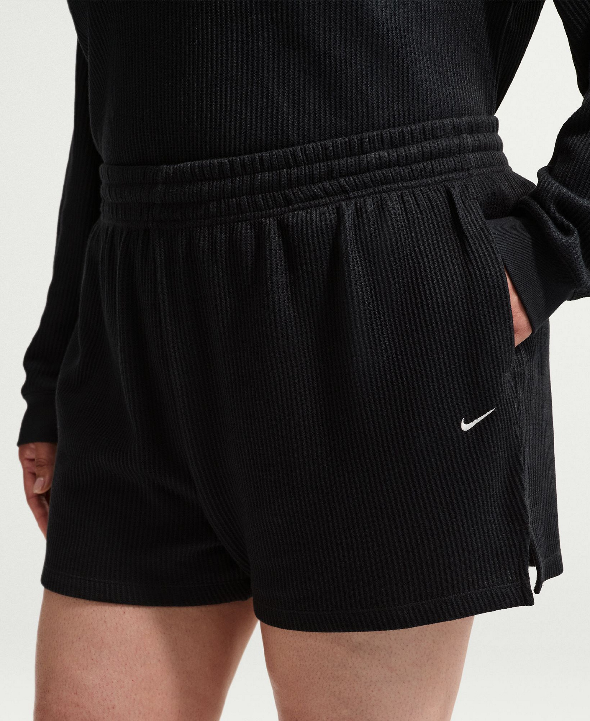 Nike Women's Sportswear Chill Waffle Loose Mid-Rise Shorts - Black/Sail