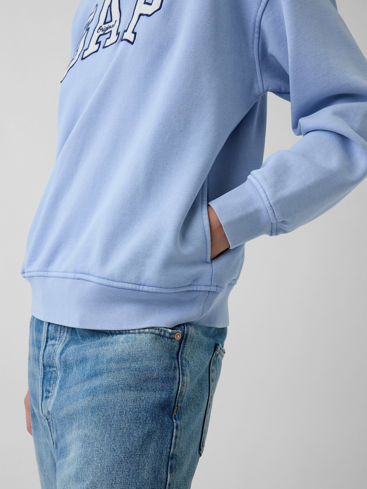VintageSoft Oversized Mockneck Logo Sweatshirt - Air stream blue