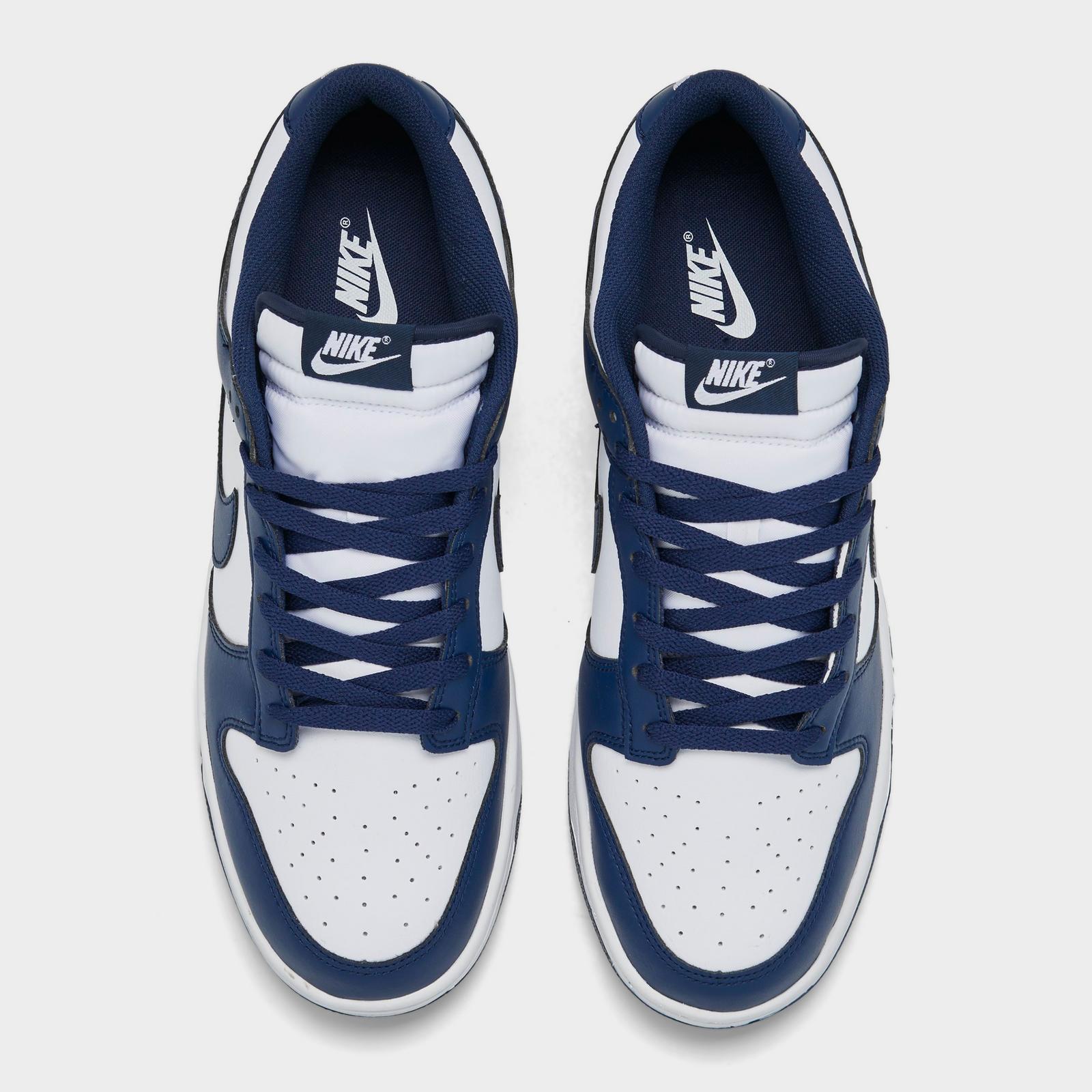 Men's Nike Dunk Low Retro Casual Shoes - White/Midnight Navy/White