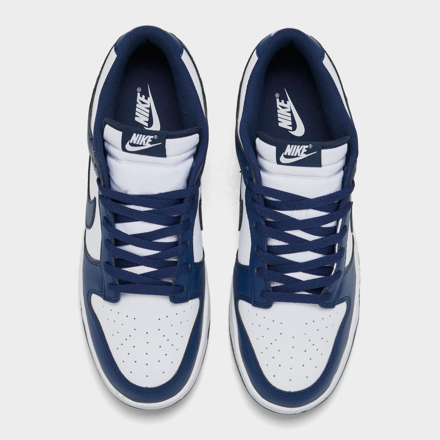 Men's Nike Dunk Low Retro Casual Shoes - White/Midnight Navy/White