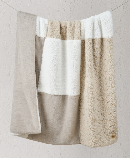 UGG® Orly Mixed Faux-Fur Throw, 50" x 70" - Snow