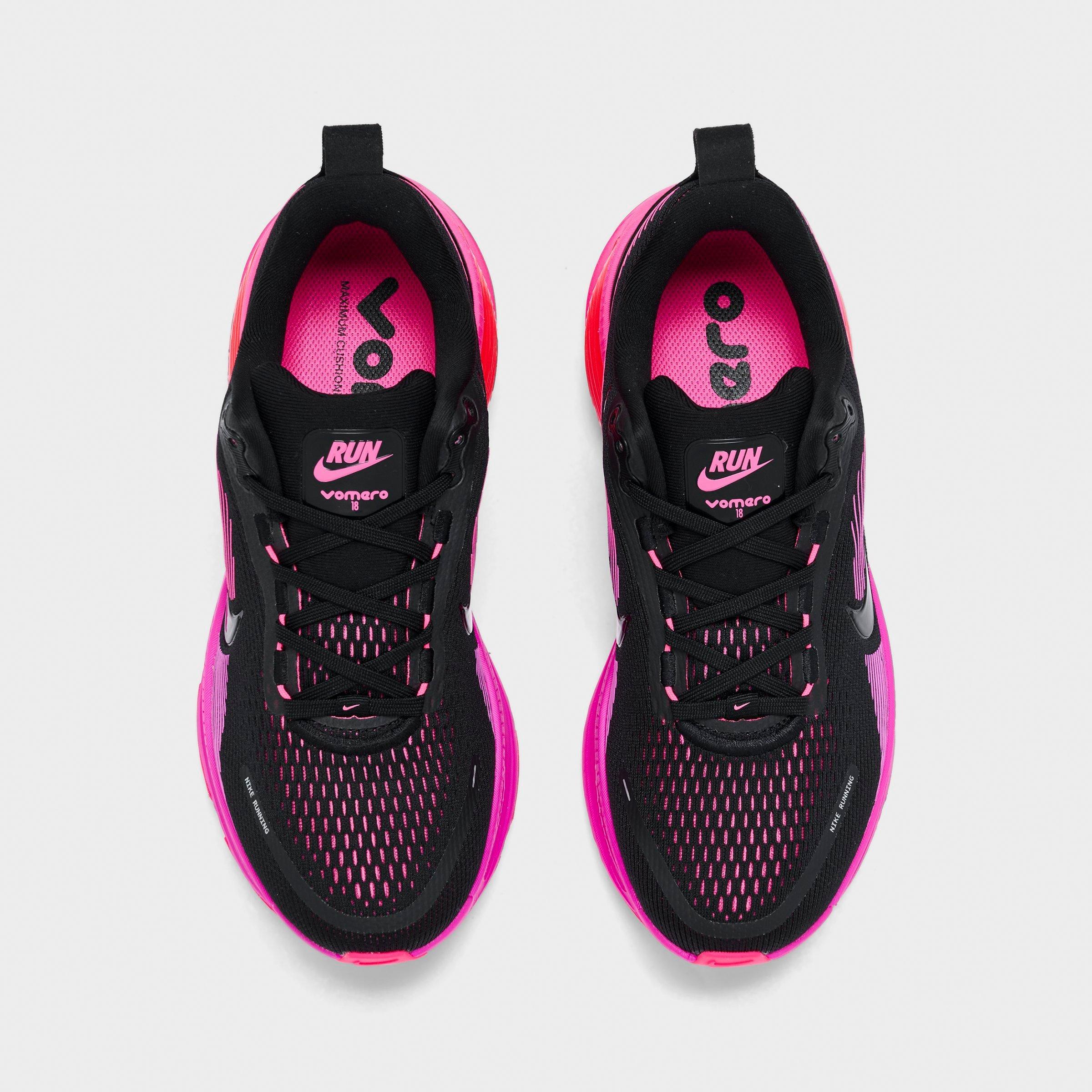 Women's Nithtke Vomero 18 Running Shoes - Part 1 - Black/Hyper Pink/Laser Crimson/Black - Top view