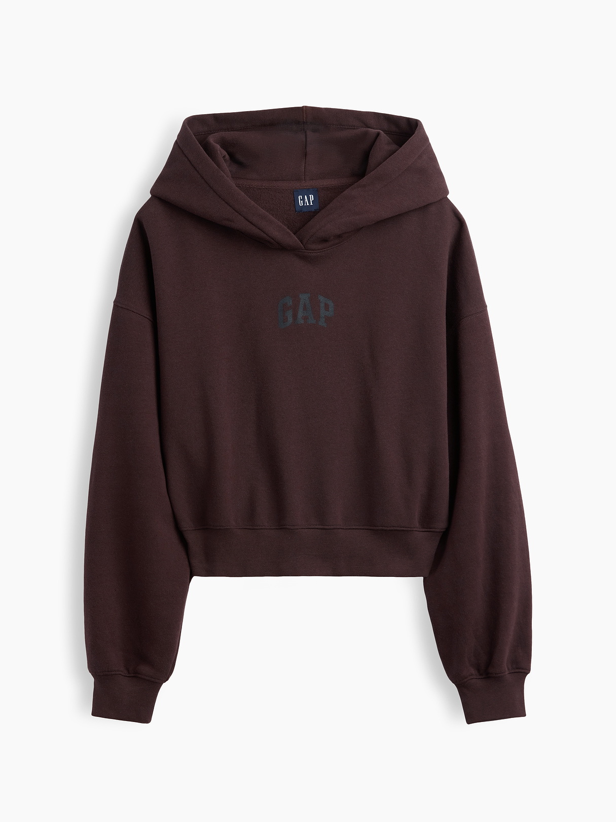 VintageSoft Crop Logo Hoodie - Brown