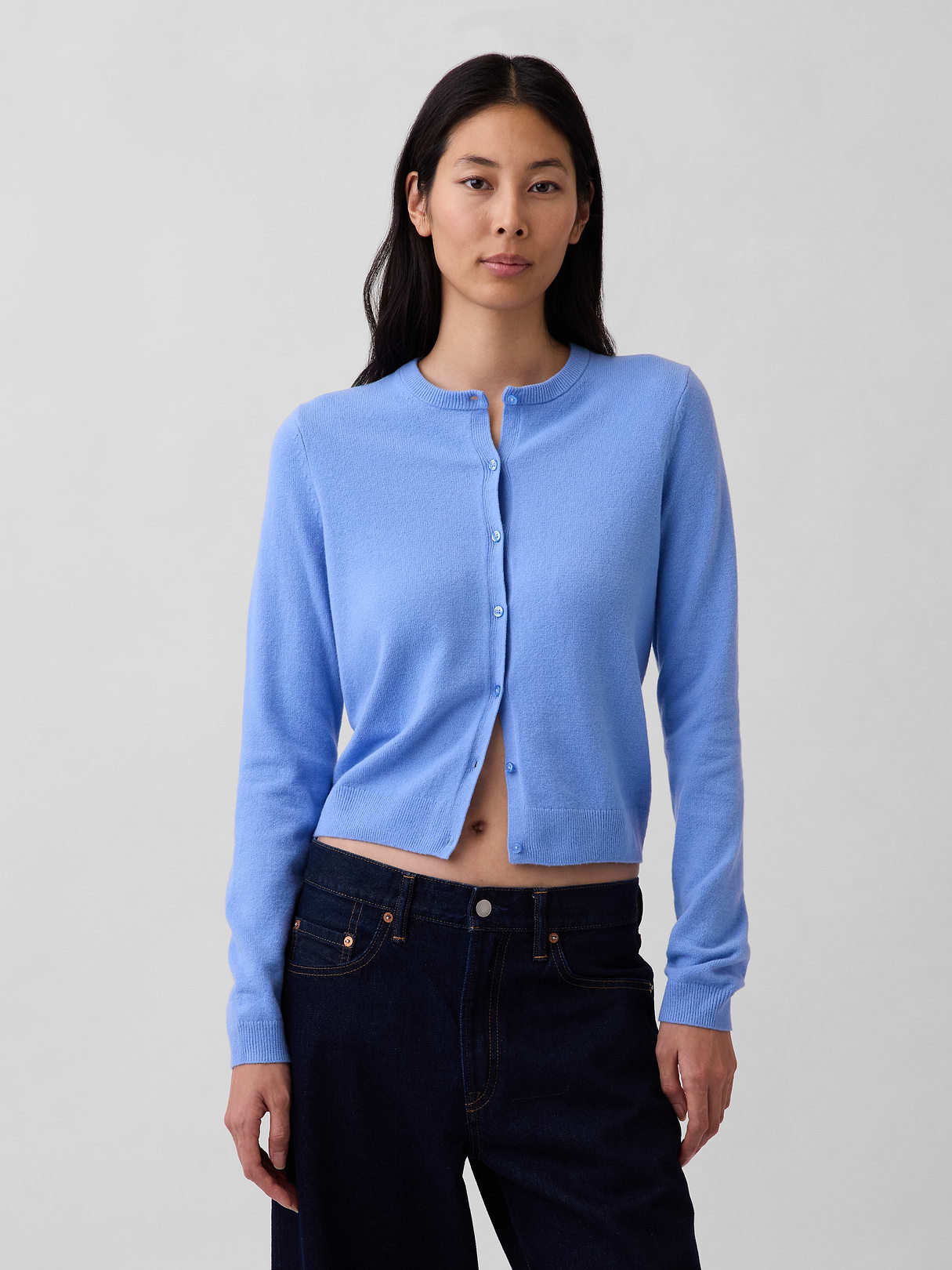 CashSoft Crop Cardigan - Shirting blue
