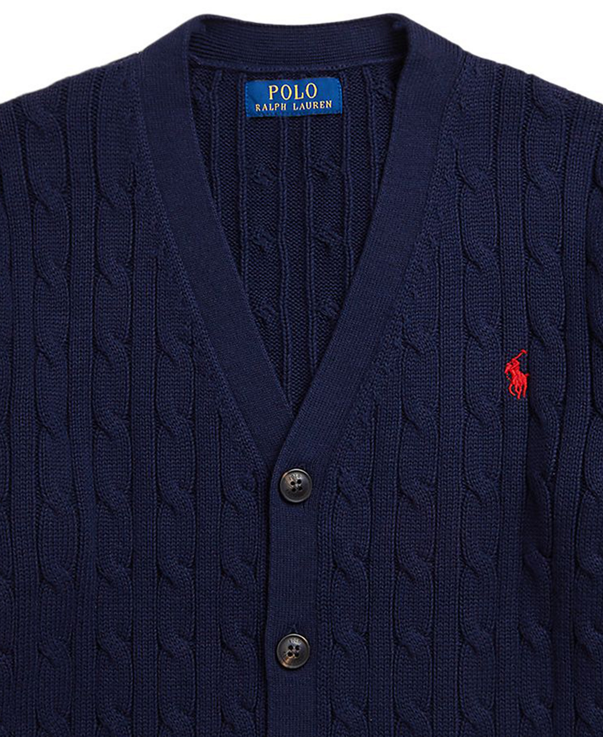 Polo Ralph Lauren Big Boys Cable-Knit Cotton V-Neck Cardigan Sweater - Rl Navy
