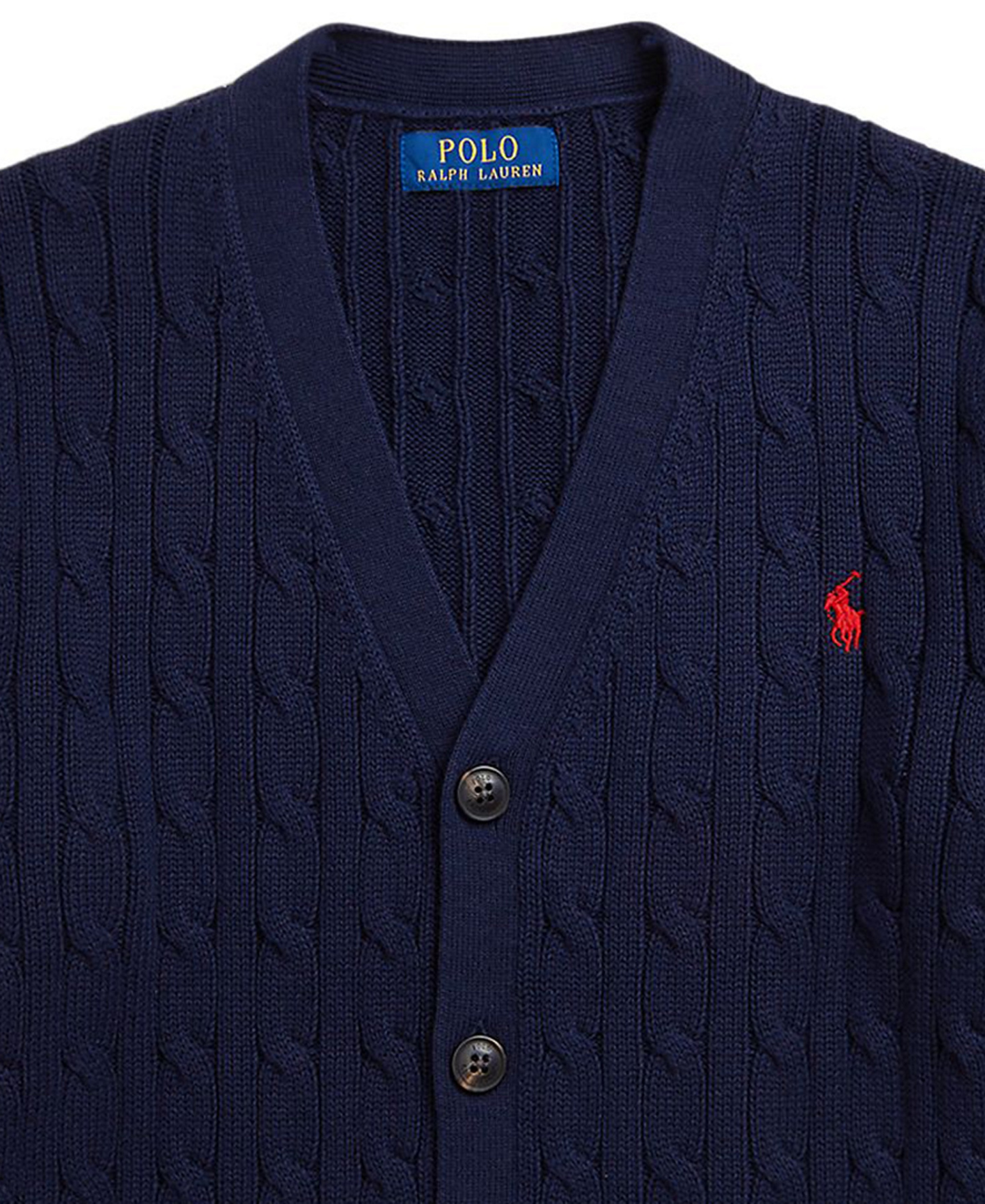 Polo Ralph Lauren Big Boys Cable-Knit Cotton V-Neck Cardigan Sweater - Rl Navy
