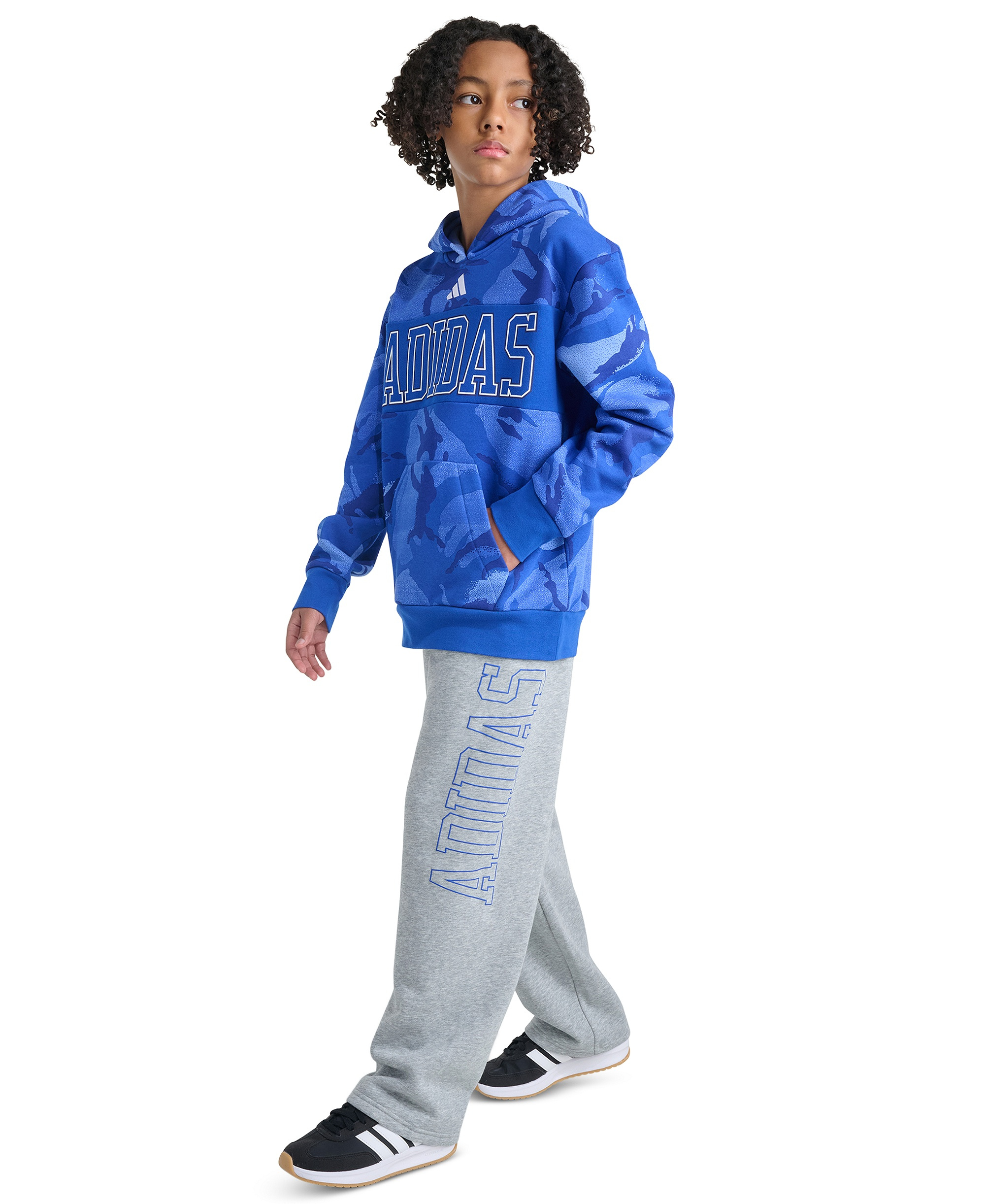 adidas Boys' 8-20 Elastic Waistband Heather Pant - Medium Gray Heather