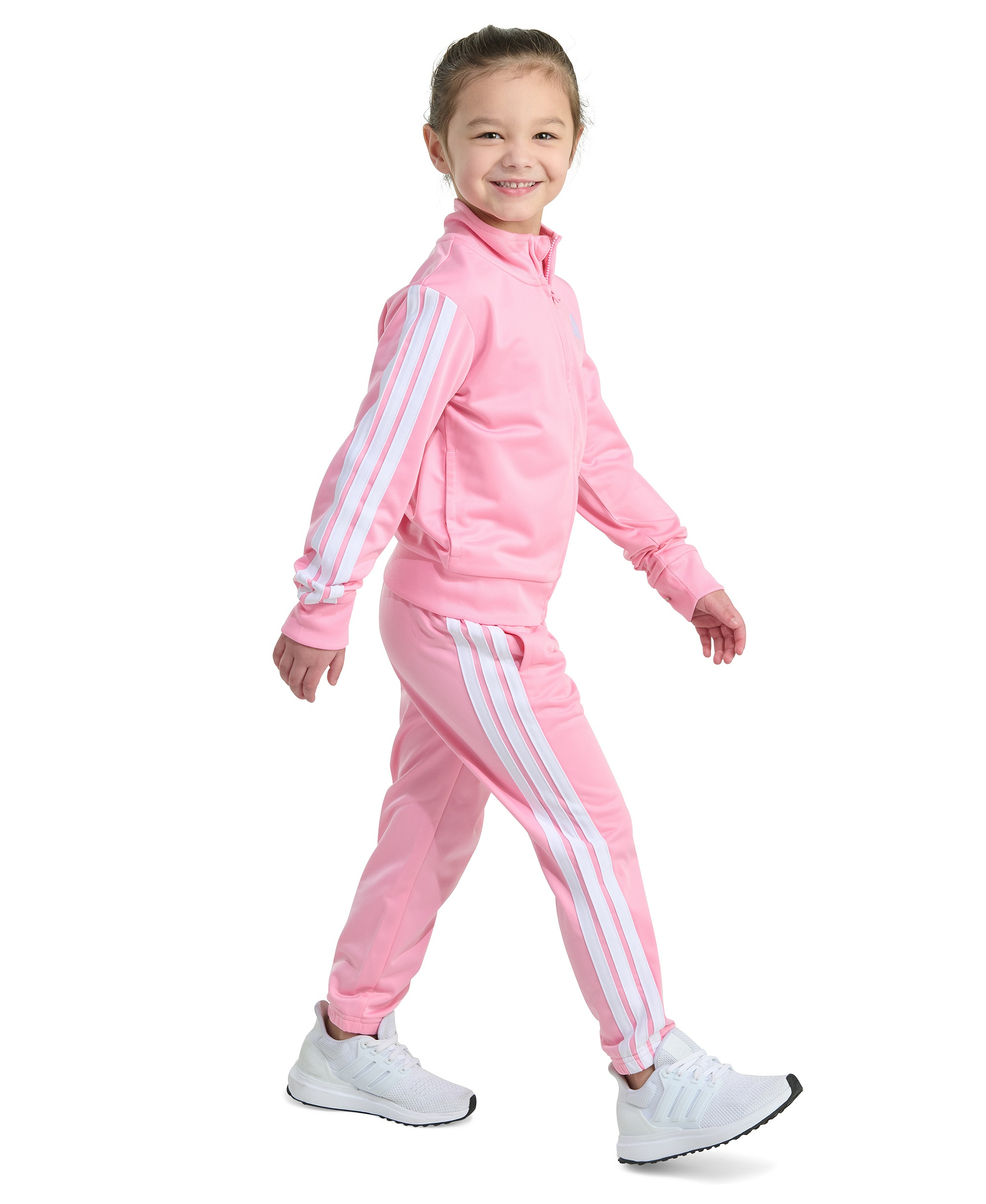 adidas Toddler & Little Girls Tricot Long-Sleeve Essential 3-Stripe Tricot Track Jacket & Pants, 2 Piece Set - Light Pink