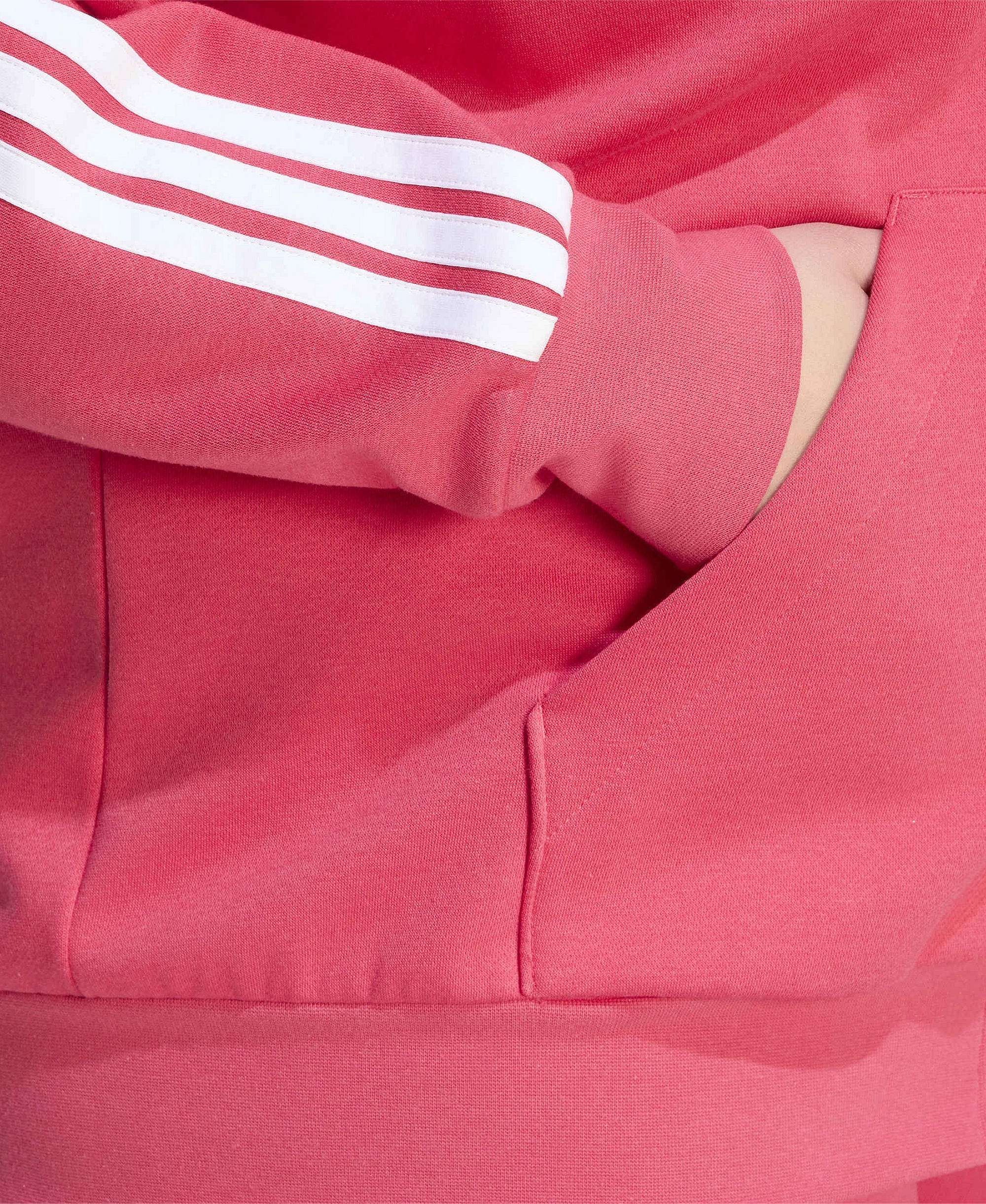adidas Plus Size Essentials 3-Stripes Full-Zip Fleece Hoodie - Power Pink
