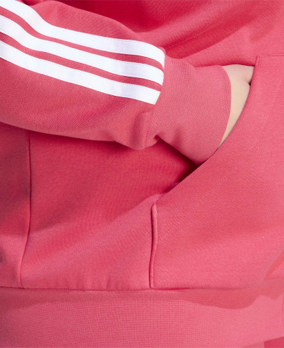 adidas Plus Size Essentials 3-Stripes Full-Zip Fleece Hoodie - Power Pink