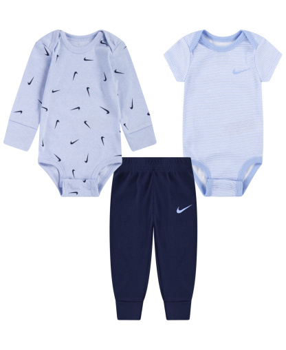 Nike Baby Boys' and Girls' Crewneck Bodysuits and Pants, 3-Piece Set - Blue