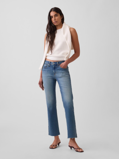 Low Rise Long & Lean Crop Jeans - Medium indigo