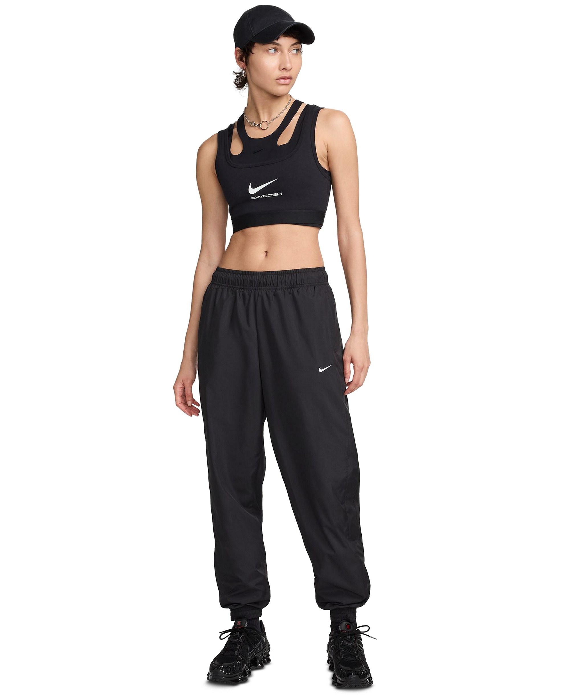 Nike Women's Sportswear Classic Woven Mid-Rise Jogger Pants - Black/White