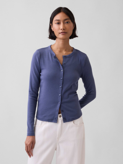 Modern Crewneck Cardigan - Sargassus blue