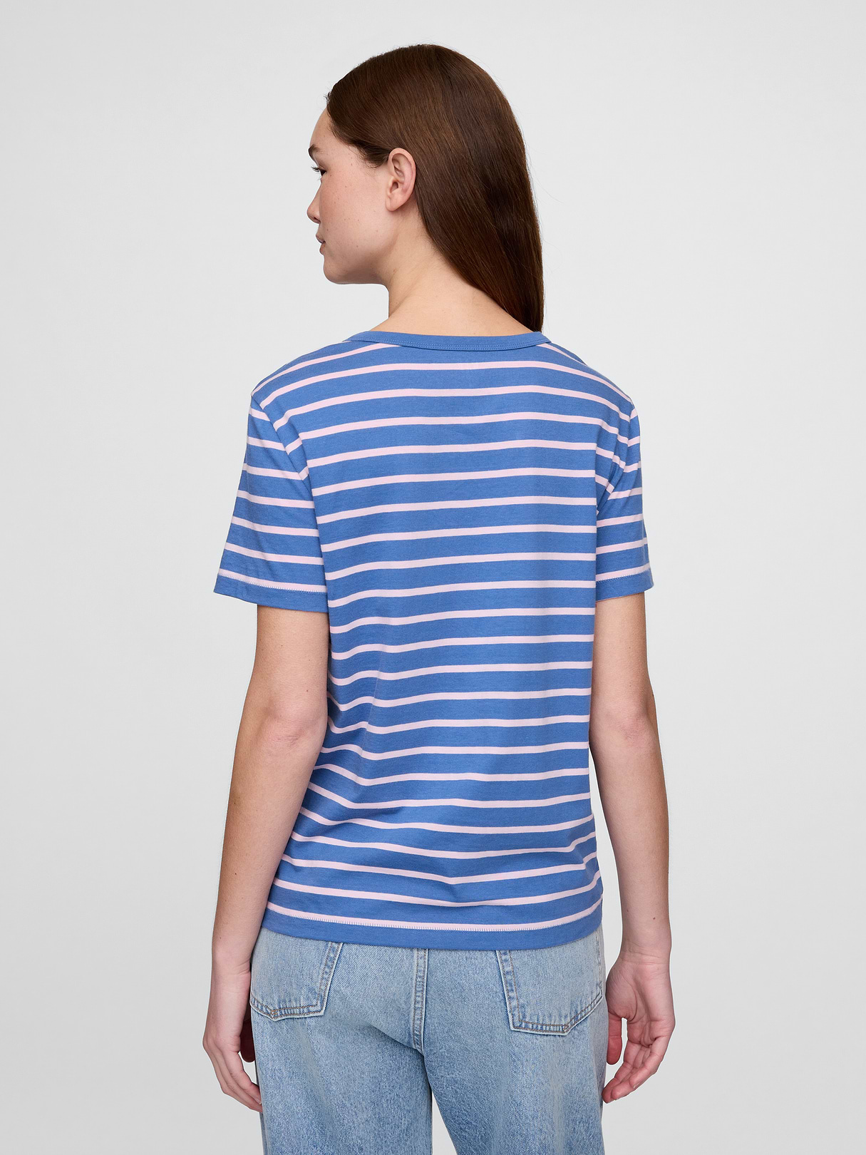 Organic Cotton VintageSoft T-Shirt - Blue & pink stripe