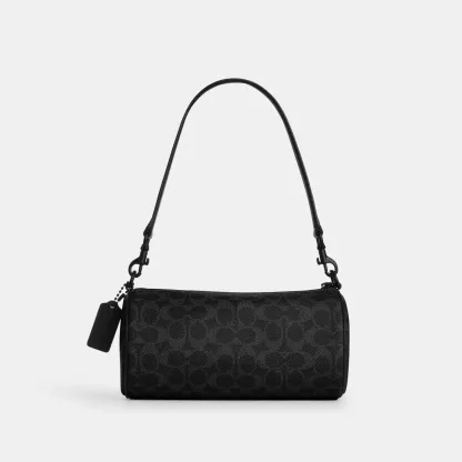 Andre Barrel Bag 24 In Signature Canvas - Matte Black/Black Signature - view 6