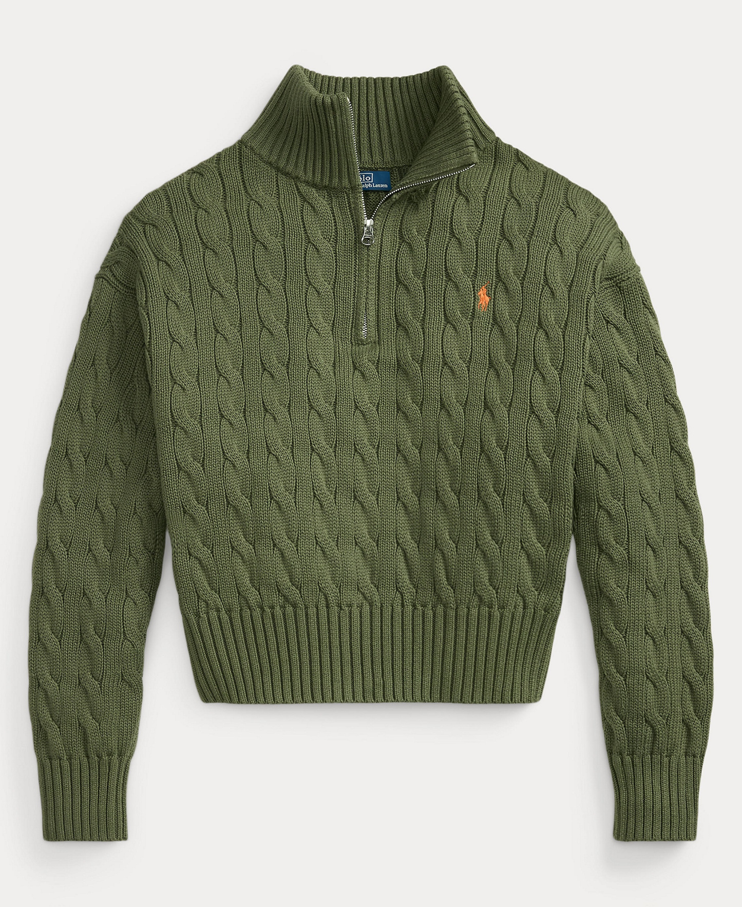 Polo Ralph Lauren Women's Cable-Knit Cotton Quarter-Zip Sweater - Dense Olive
