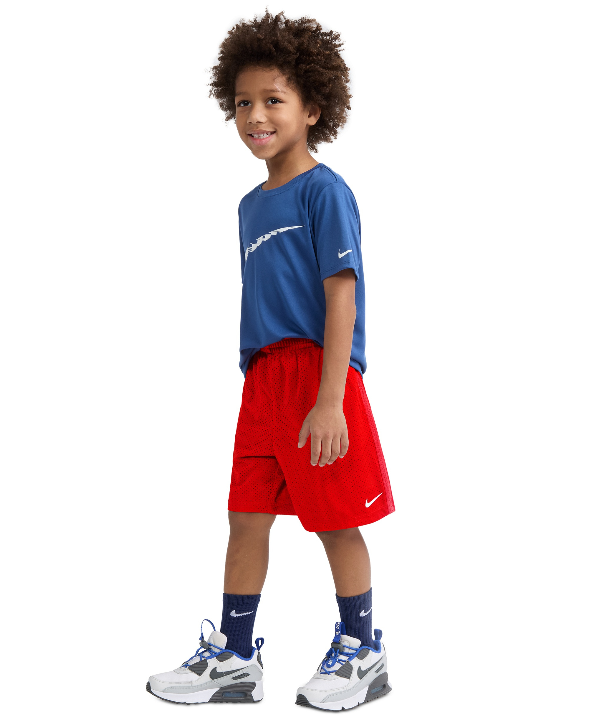 Nike Boys' 4-7 Dri-FIT Logo Mesh Pull-On Shorts - University Red