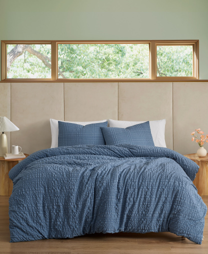 UGG® Devon Seersucker 2-Piece Comforter Set, Twin XL - Tahoe Blue