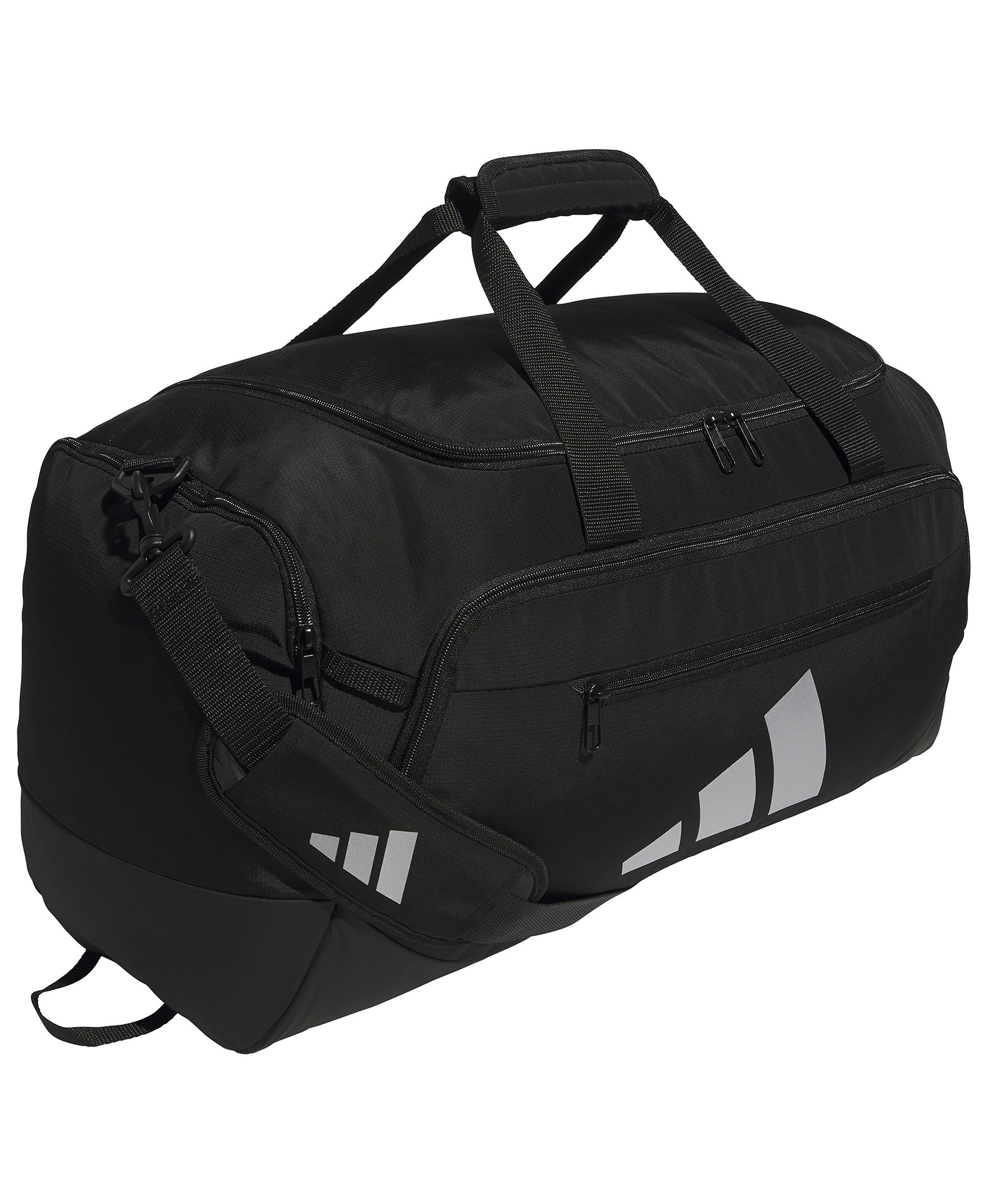 adidas Men's Medium Defender Logo Duffel Bag - Black/Silver