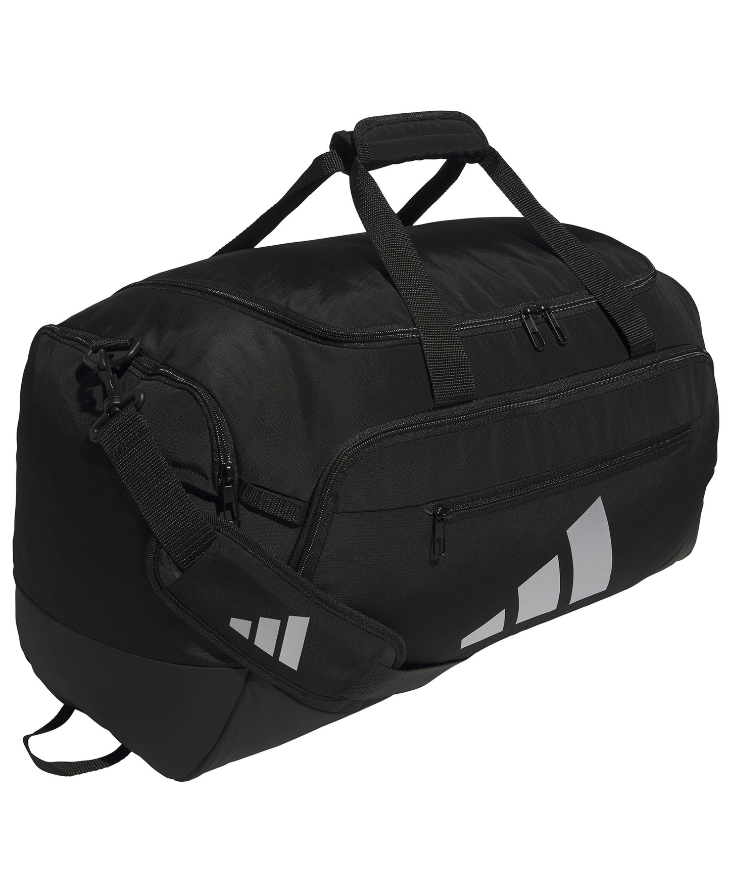 adidas Men's Medium Defender Logo Duffel Bag - Black/Silver