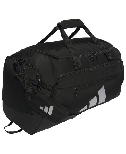 adidas Men's Medium Defender Logo Duffel Bag - Black/Silver