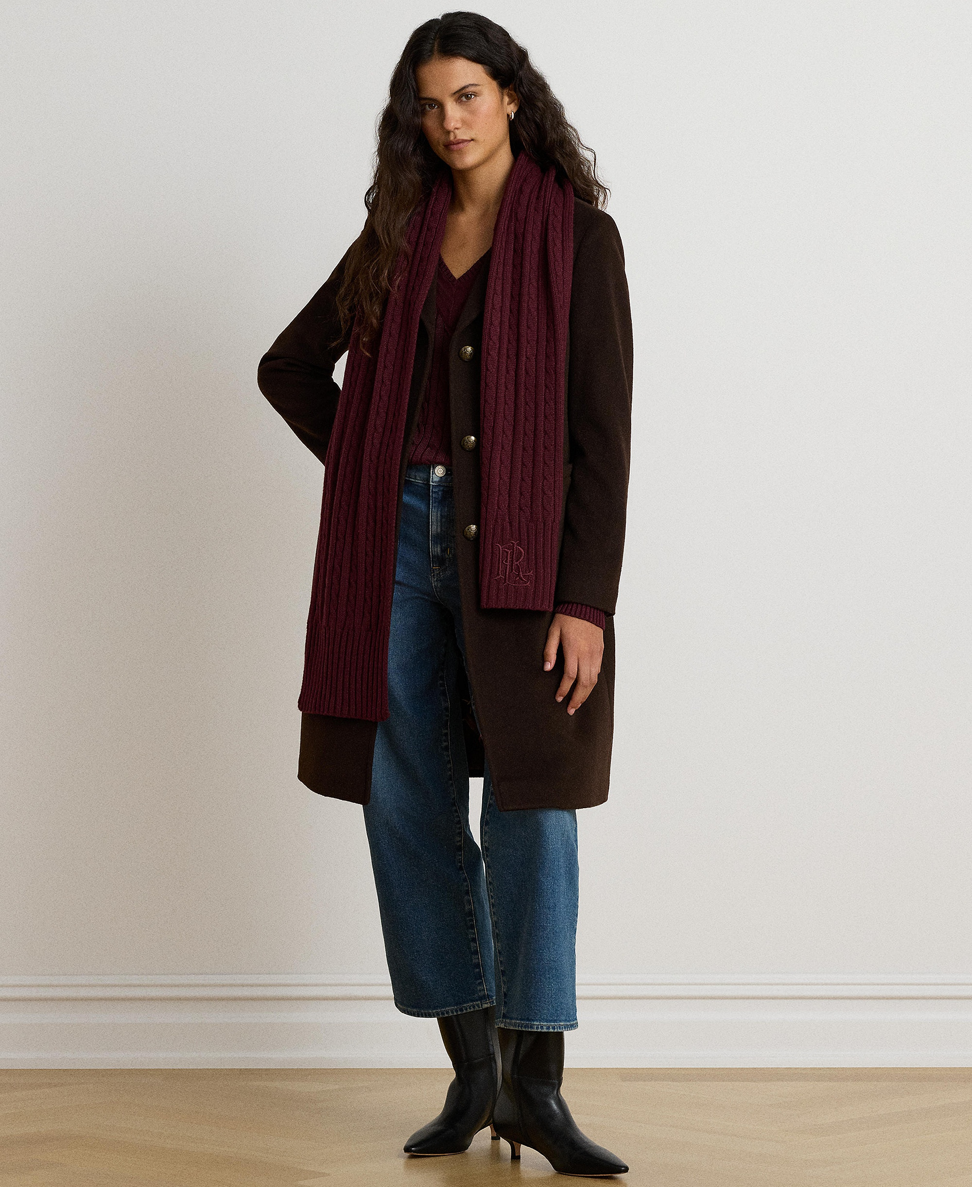 Lauren Ralph Lauren Women's Single-Breasted Peacoat - Chocolate