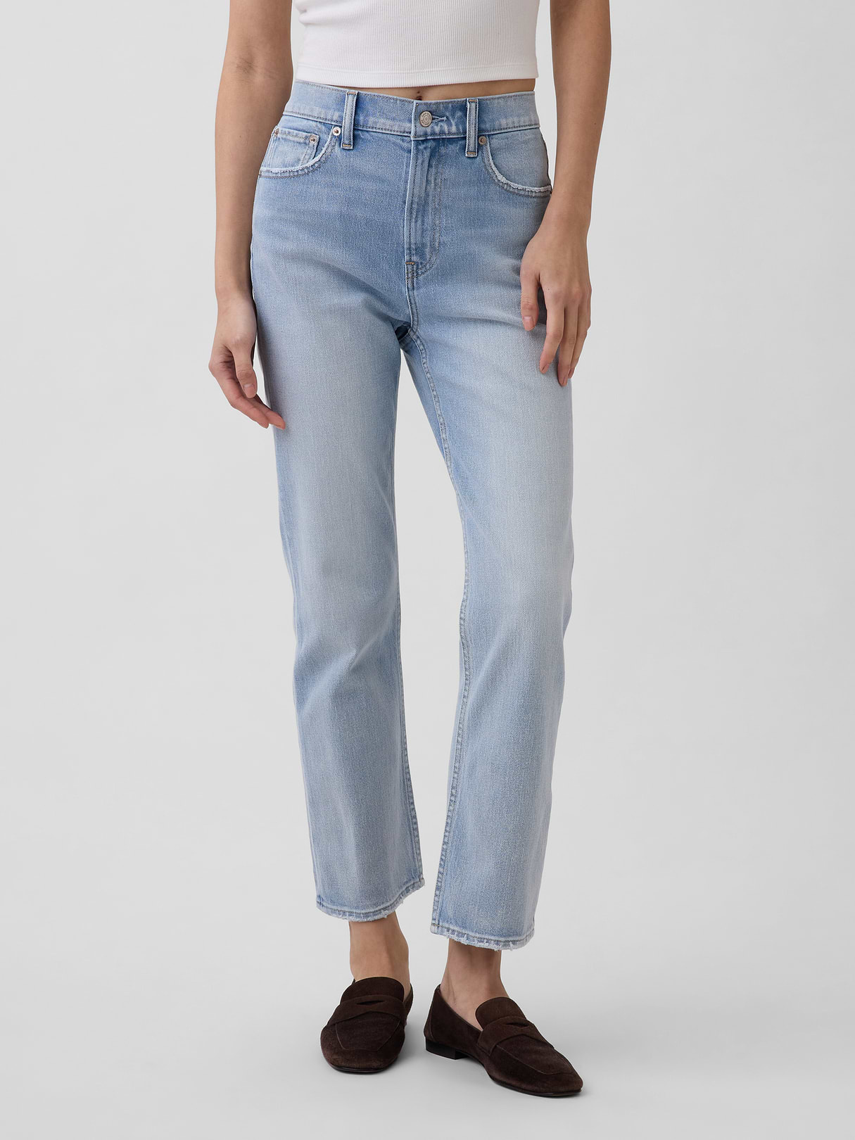 High Rise ’90s Slim Straight Crop Jeans - Light indigo