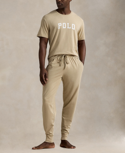 Polo Ralph Lauren Men's Regular-Fit Pajama Joggers - Classic Khaki/White Logo