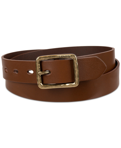 Levi's Women's Hammered Center Bar Buckle Casual Leather Belt - Tan