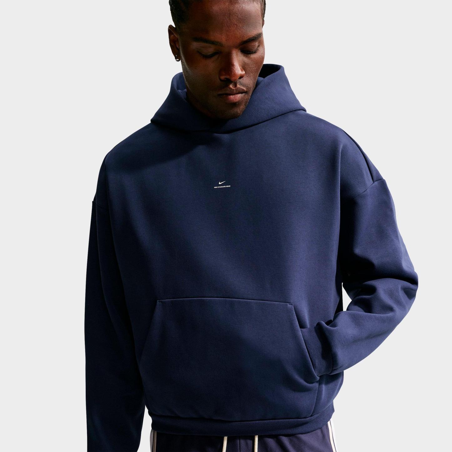 Men's Nithtke Standard Issue Therma-FIT Brushed Basketball Pullover Hoodie - Midnight Navy/Pale Ivory