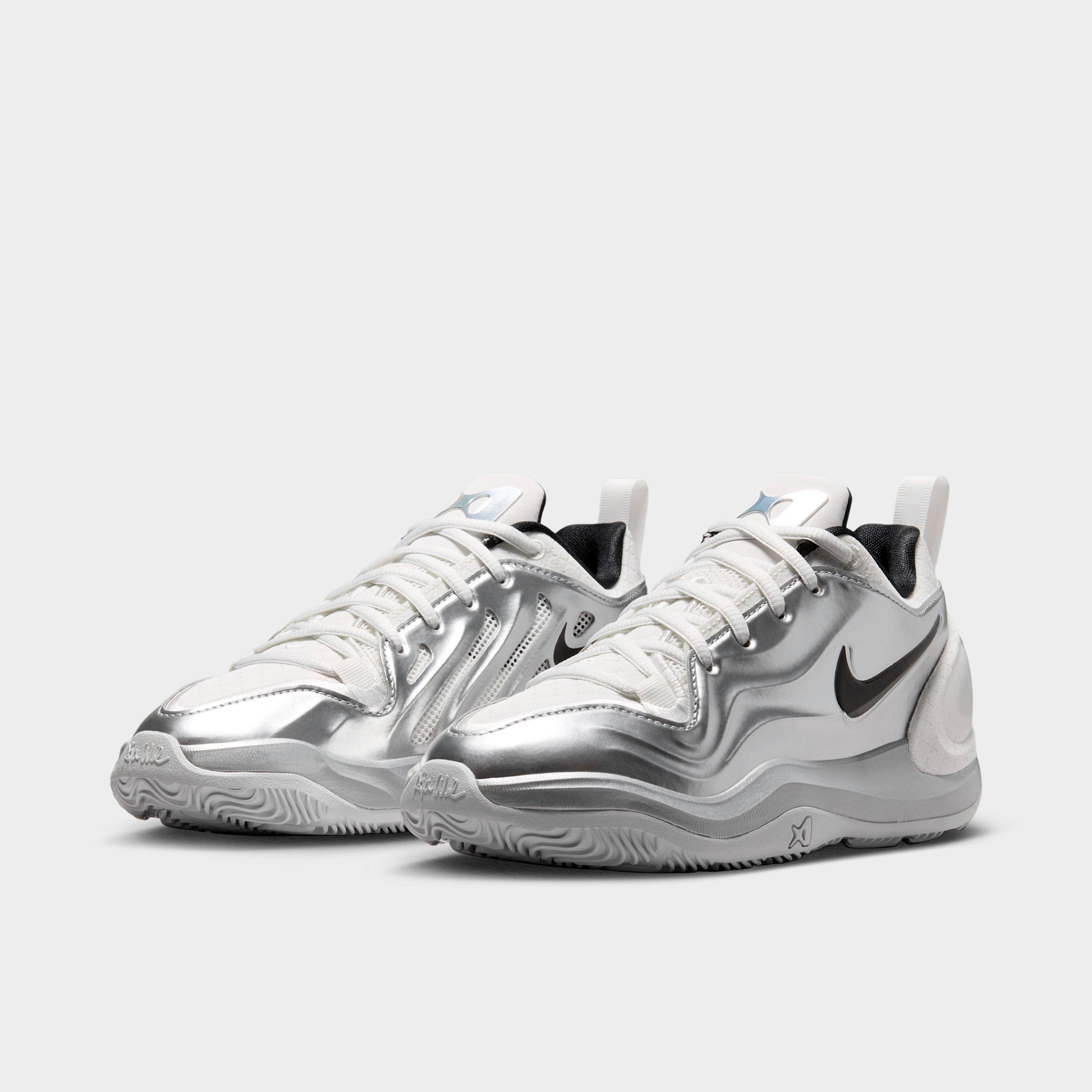 Girls' Big Kids' Nithtke A'Two A'ja Wilson Basketball Shoes - Summit White/Metallic Silver/Black - Both shoes facing left