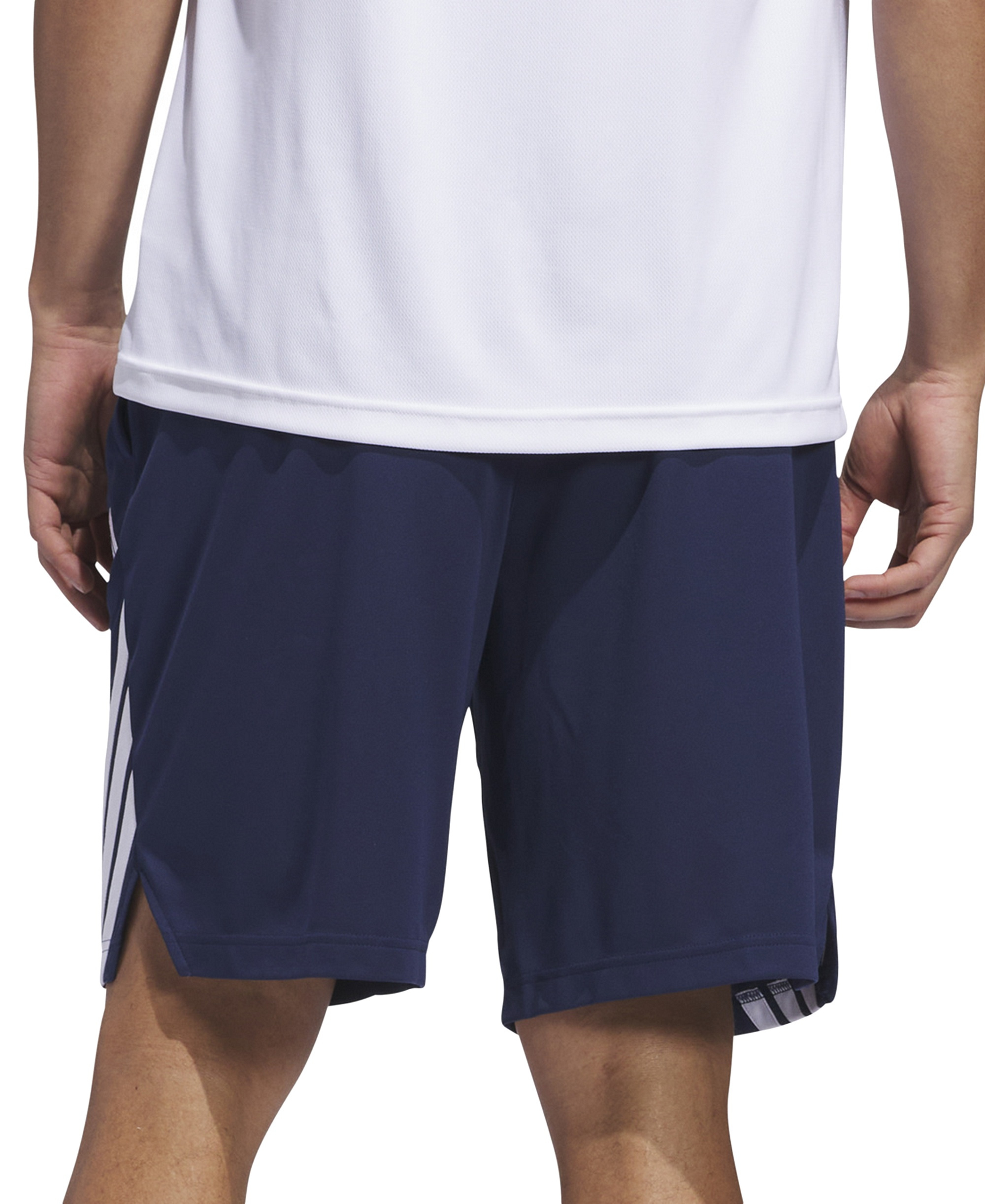 adidas Men's Three Stripes Legends Basketball Shorts - Blue/White