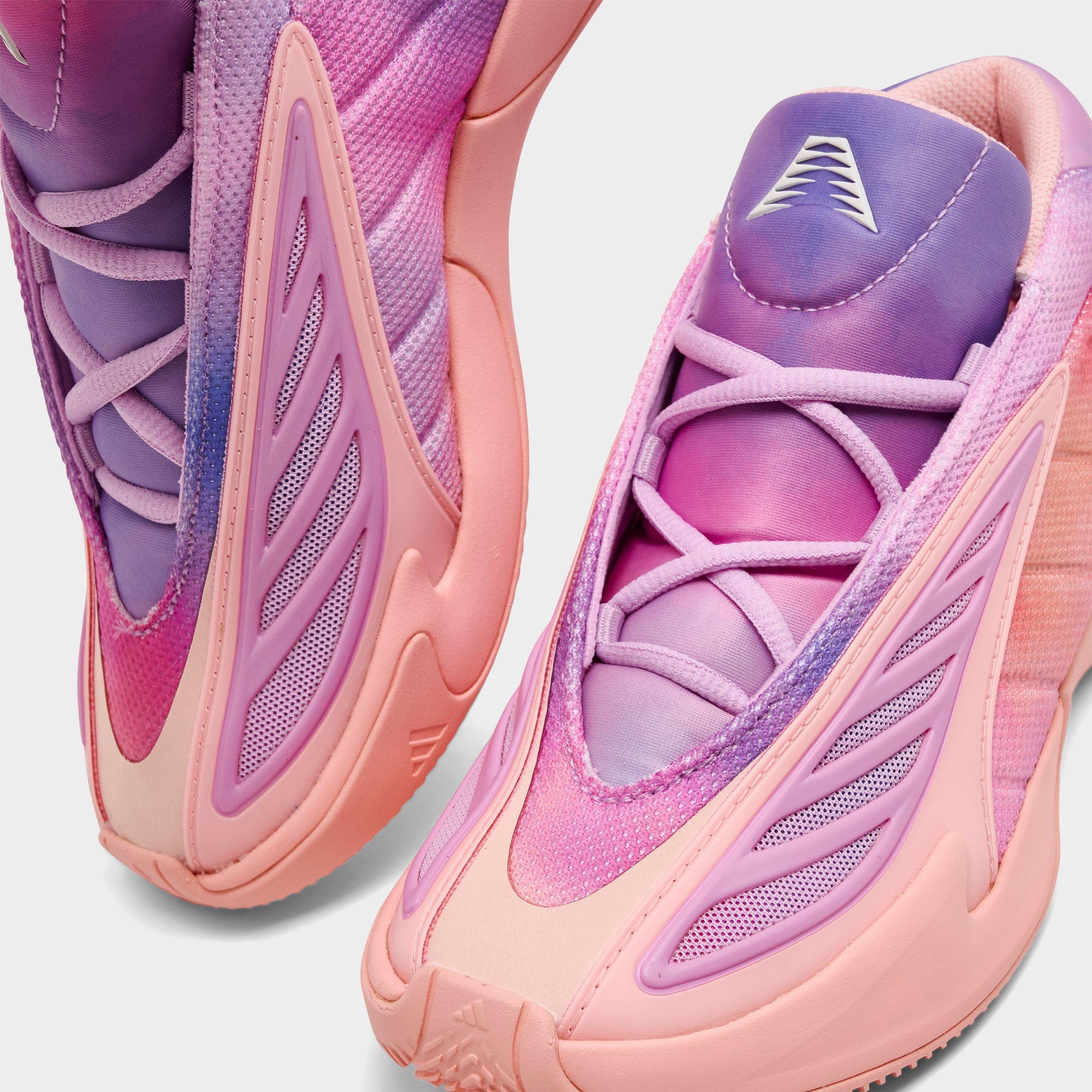 Little Kids' adidas Anthony Edwards 2 Basketball Shoes - Haze Coral/Bliss Lilac/Zero Metallic - Detail shot