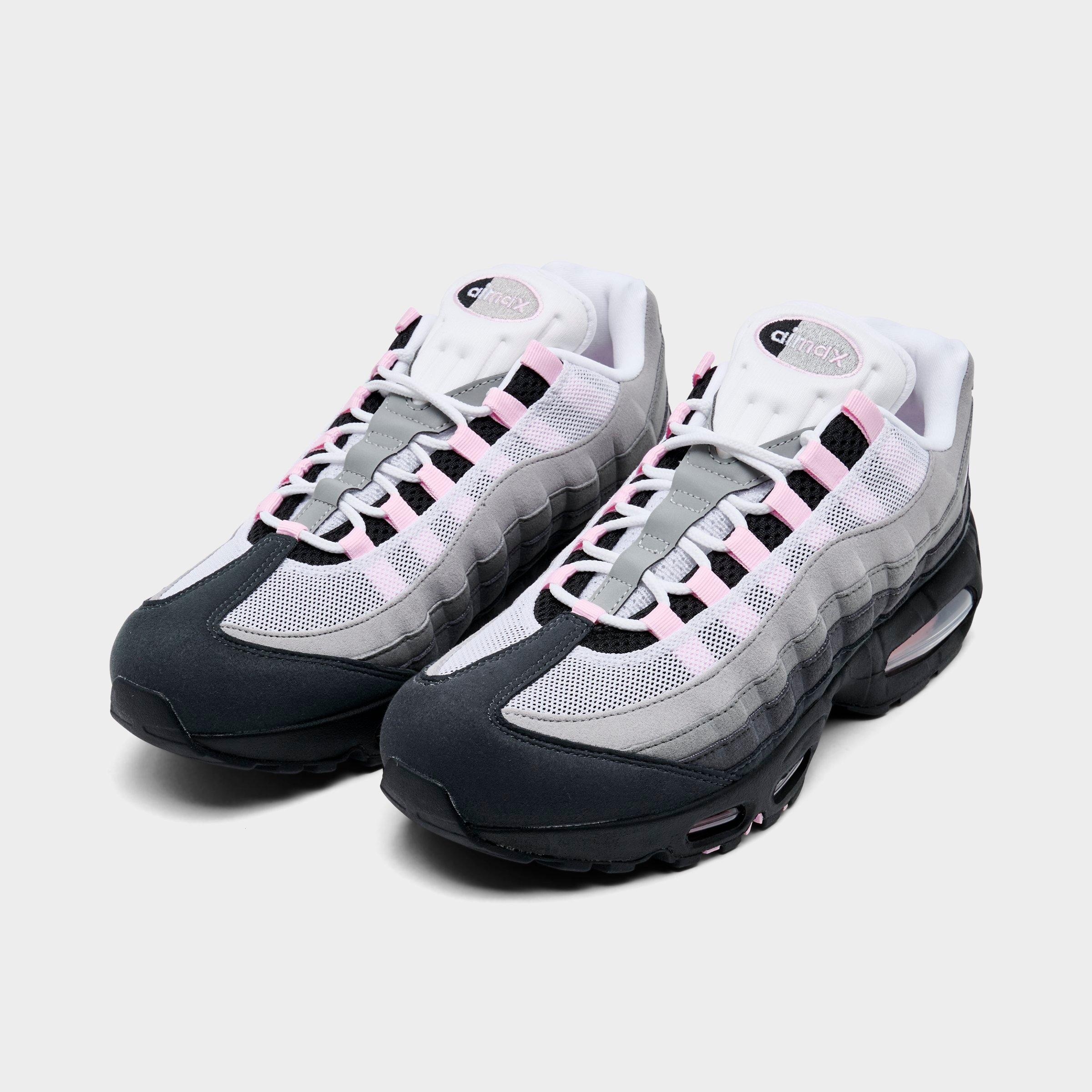 Men's Nithtke Air Max 95 Big Bubble Scorpion Casual Shoes - Part 3 - Black/Pink Foam/White/Reflective Silver - Both shoes facing left
