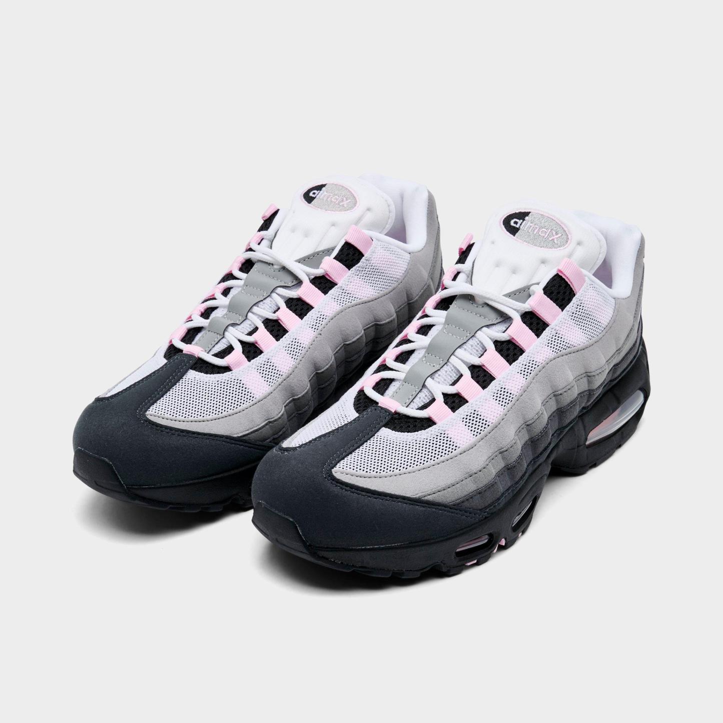 Men's Nithtke Air Max 95 Big Bubble Scorpion Casual Shoes - Part 3 - Black/Pink Foam/White/Reflective Silver - Both shoes facing left