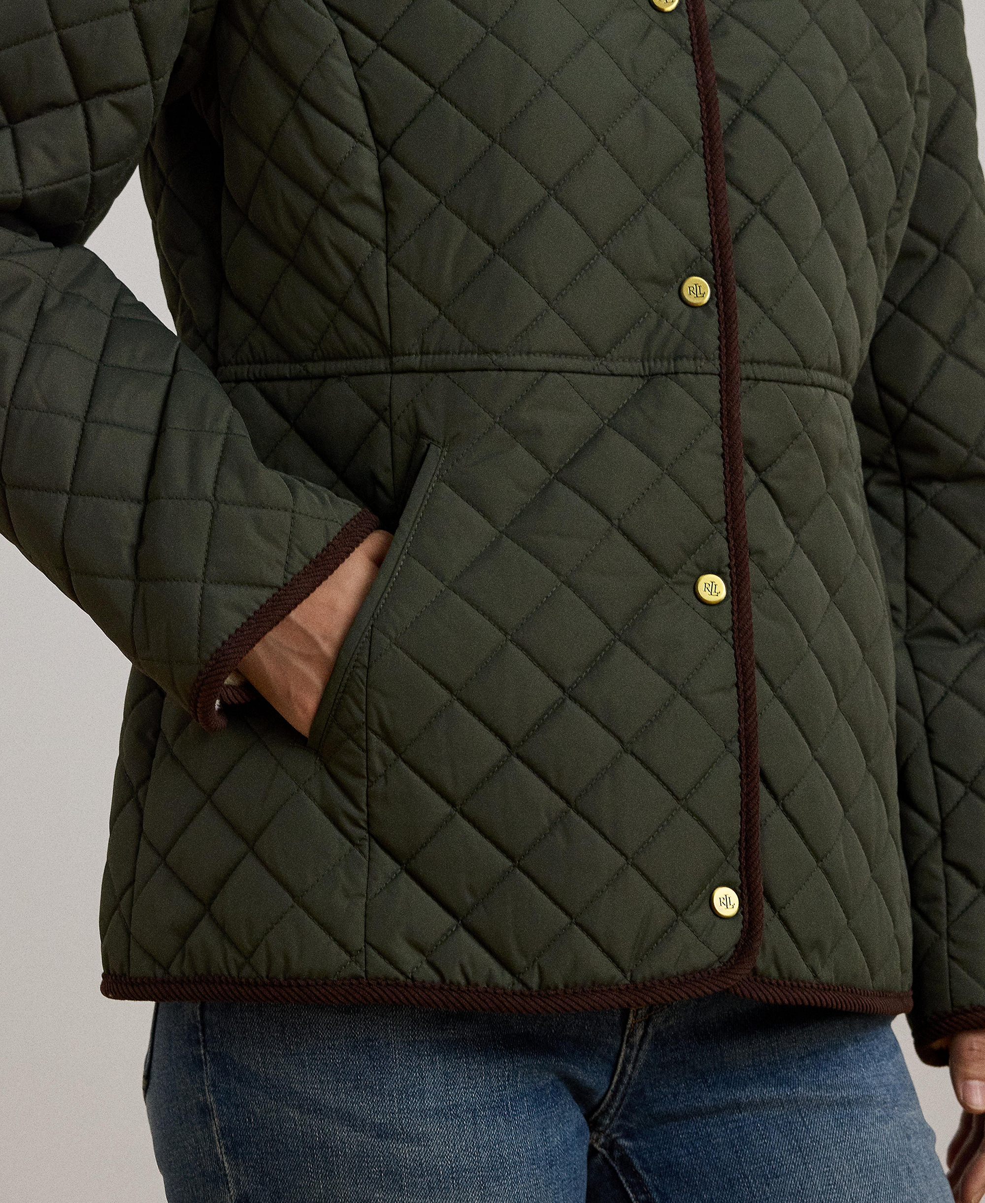 Lauren Ralph Lauren Women's Faux-Sherpa-Collar Quilted Coat, Created for Macy's - Litchfield Loden