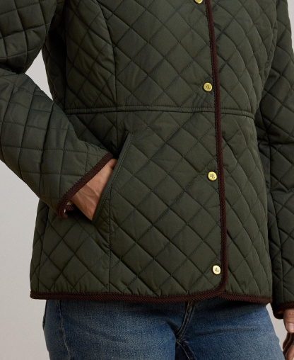 Lauren Ralph Lauren Women's Faux-Sherpa-Collar Quilted Coat, Created for Macy's - Litchfield Loden
