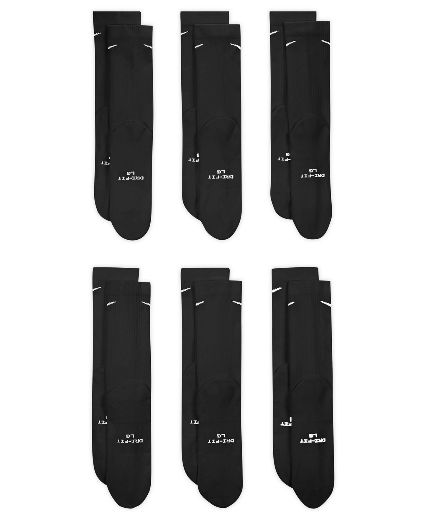 Nike Unisex Elevated Everyday Crew Socks, 6-Pack - Black