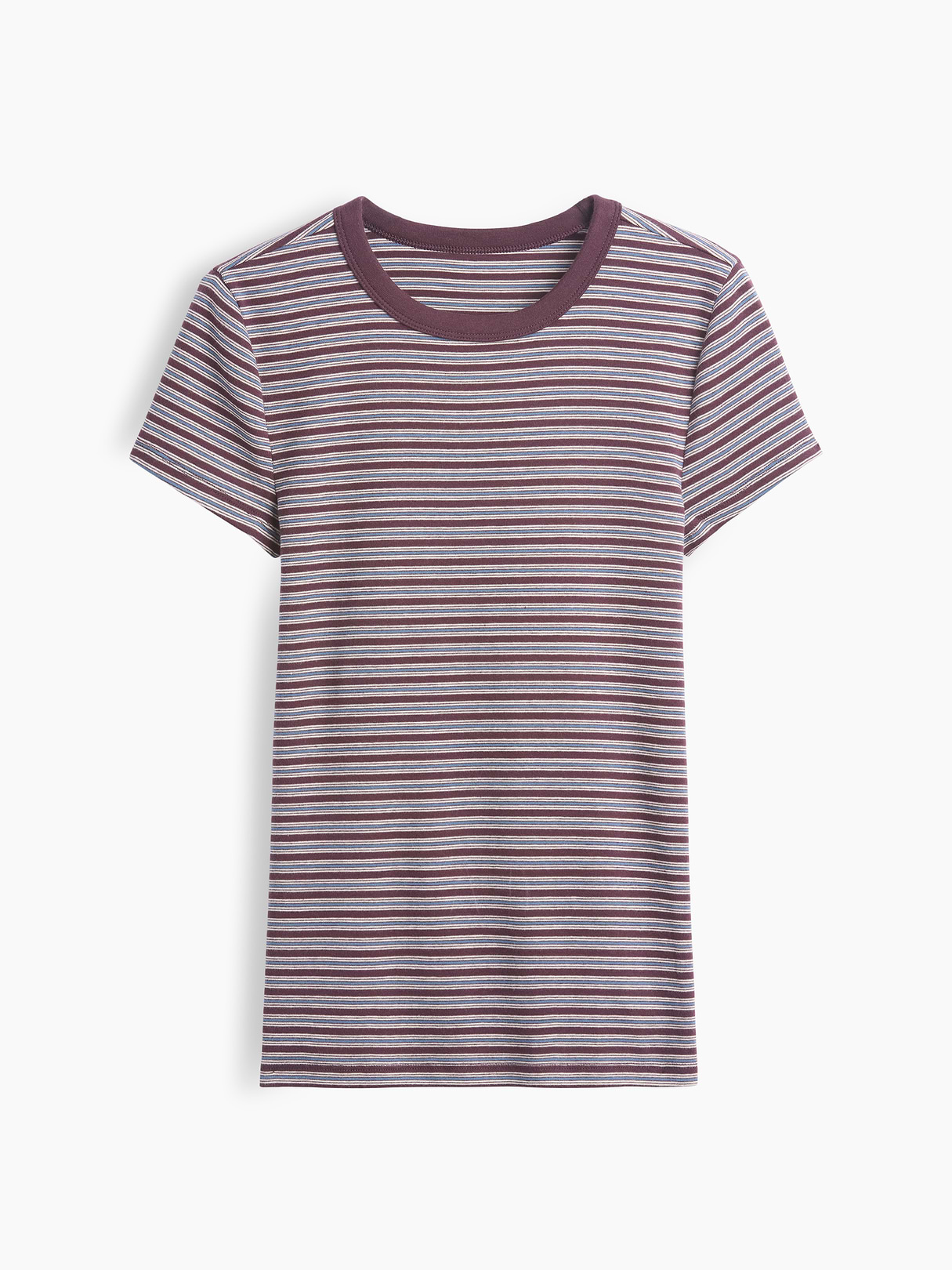 Modern Crew T-Shirt - Purple burgundy & blue stripe