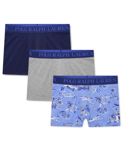Polo Ralph Lauren Boys' 8-20 Cotton Stretch Boxer Briefs, 3-Pack - Spring Navy