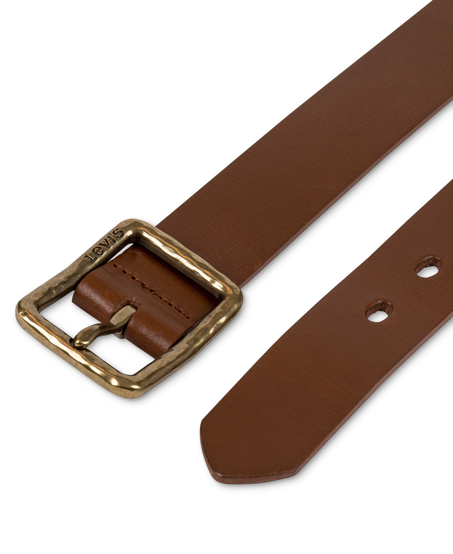 Levi's Women's Hammered Center Bar Buckle Casual Leather Belt - Tan
