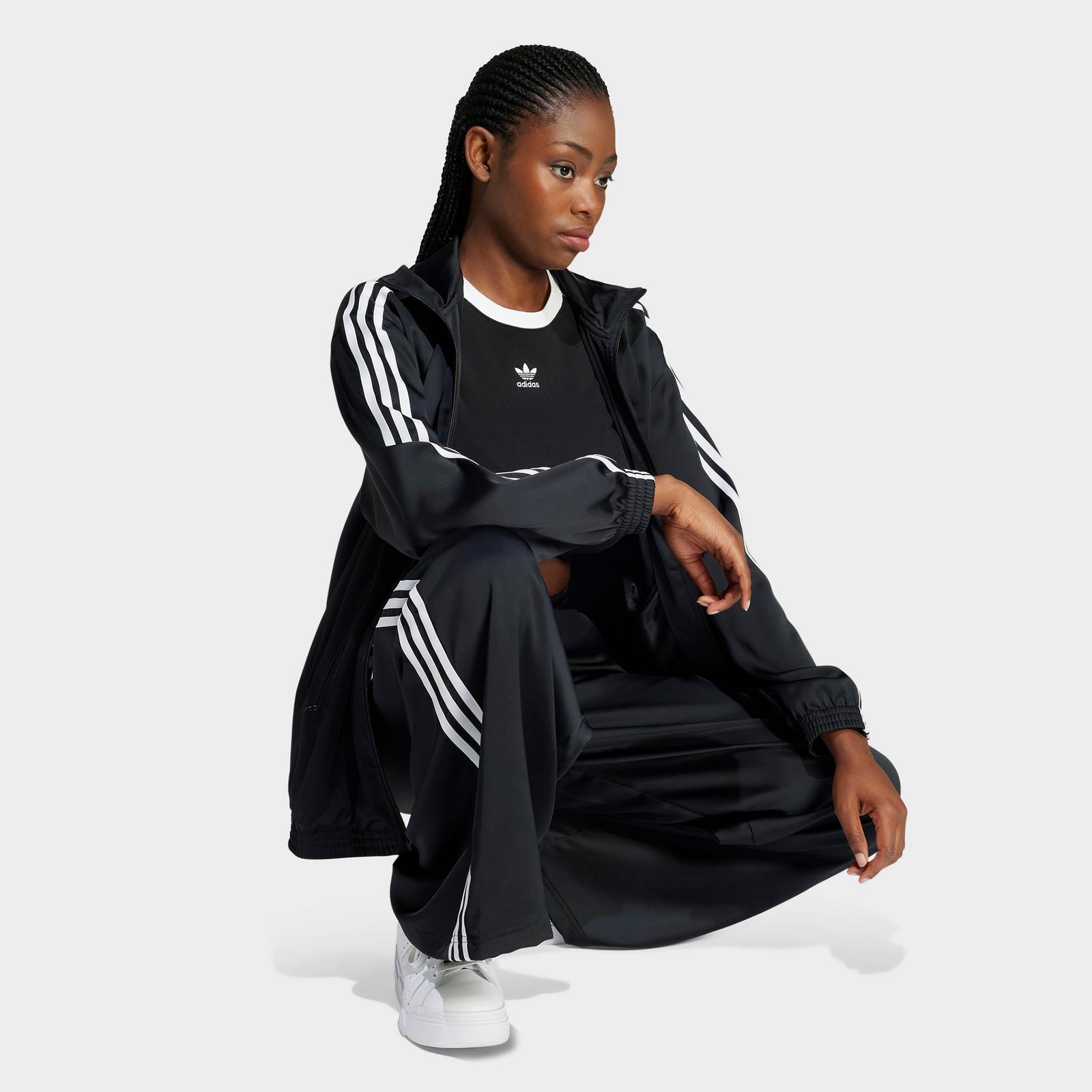 Women's adidas Originals adicolor Satin Wide Leg Track Pants - Black - view 2