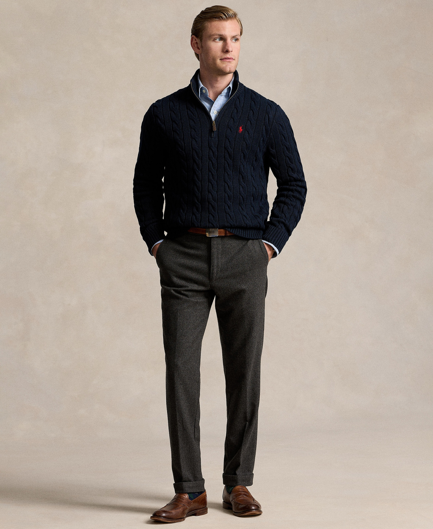 Polo Ralph Lauren Men's Cable-Knit Cotton Sweater - Hunter Navy