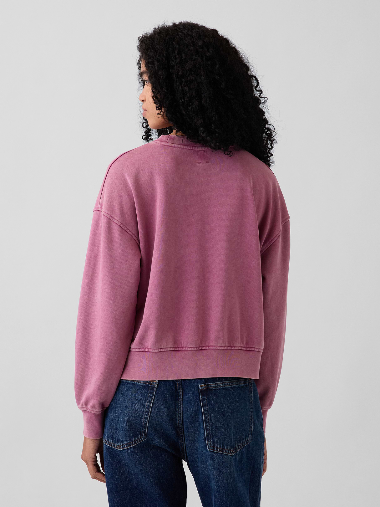VintageSoft Terry Oversized Wedge Side-Slit Sweatshirt - Dahlia pink