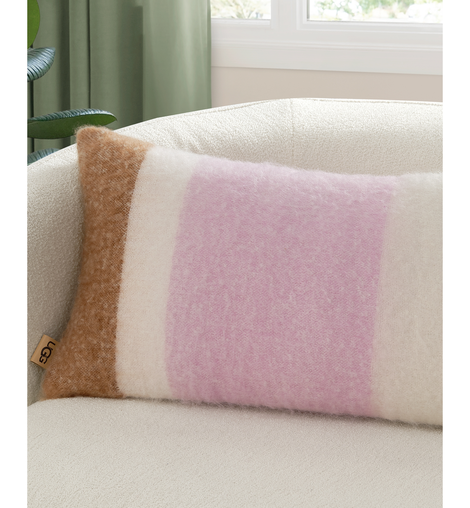 UGG® Simona Faux Mohair Bolster Decorative Pillow, 14" x 36" - Rosetta Stripe