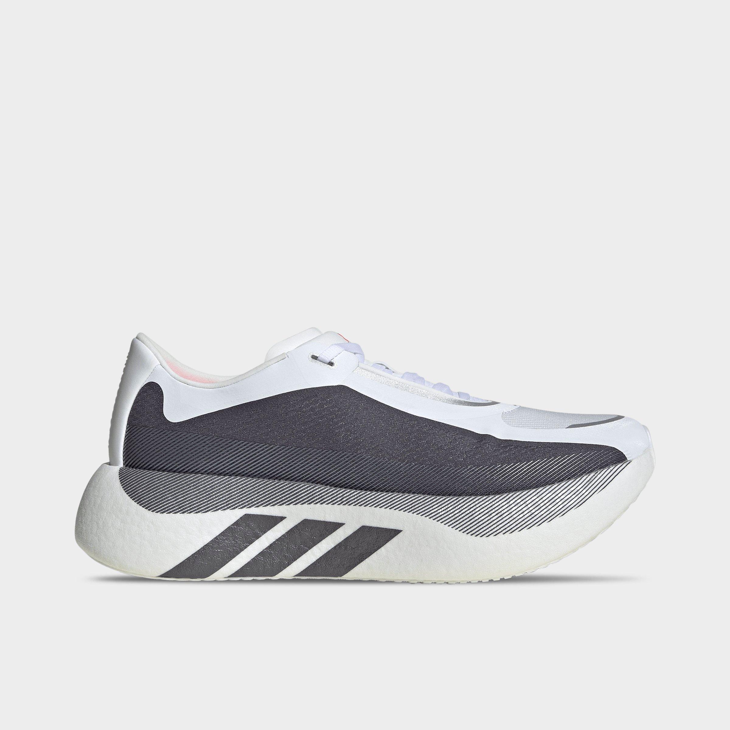Men's adidas Hyperboost Edge Running Shoes - Part 1 - Cloud White/Aurora Onix/Solar Turbo - Left shoe facing left. Outside of the shoe.