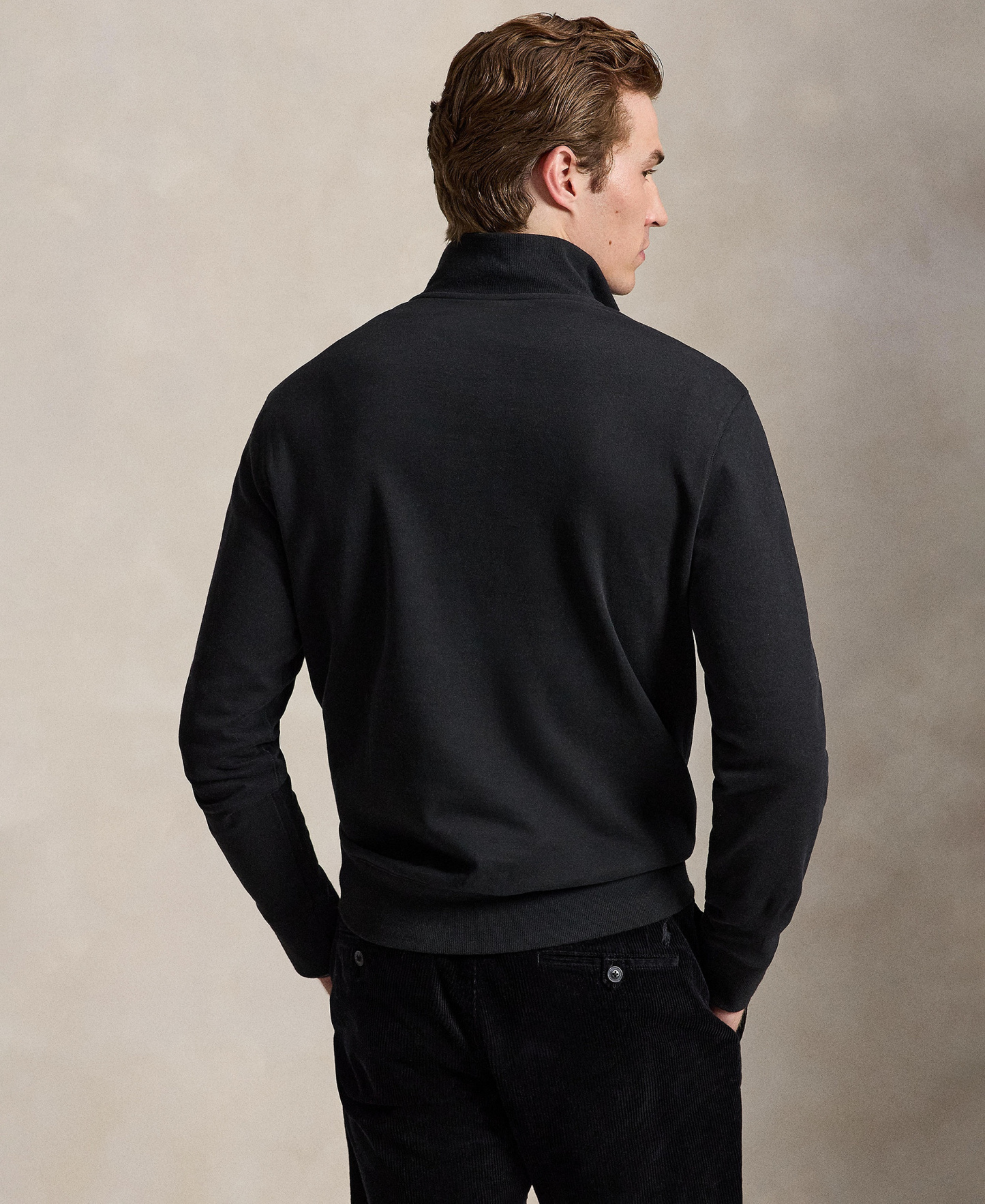 Polo Ralph Lauren Men's Luxury Jersey Quarter-Zip Pullover Sweater - Black