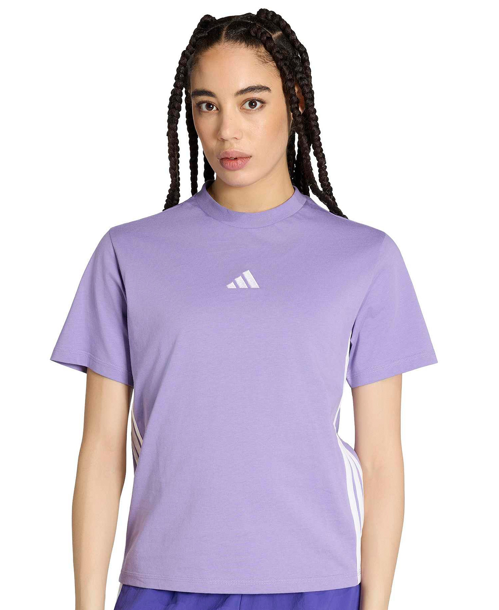 adidas Women's Essentials 3-Stripes Cotton T-Shirt - Magic Lilac/white