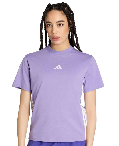adidas Women's Essentials 3-Stripes Cotton T-Shirt - Magic Lilac/white